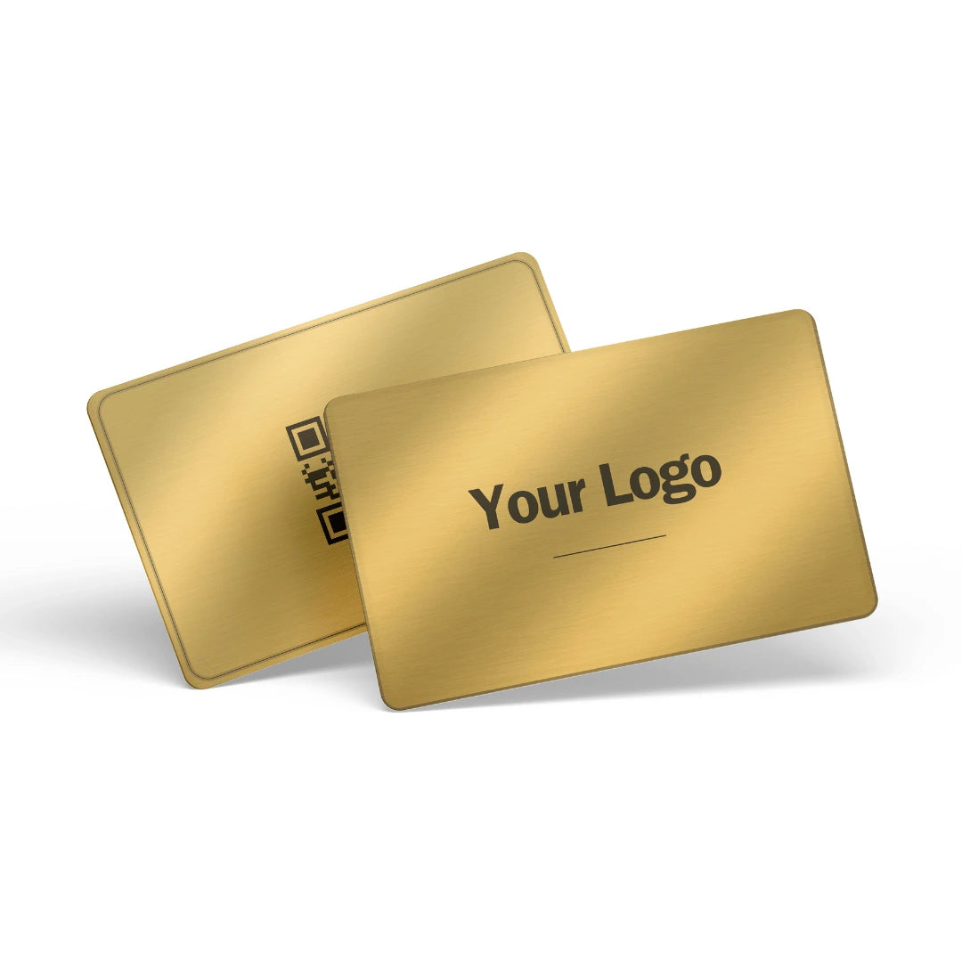 24k gold metal digital business card with NFC and QR on the back #color_gold