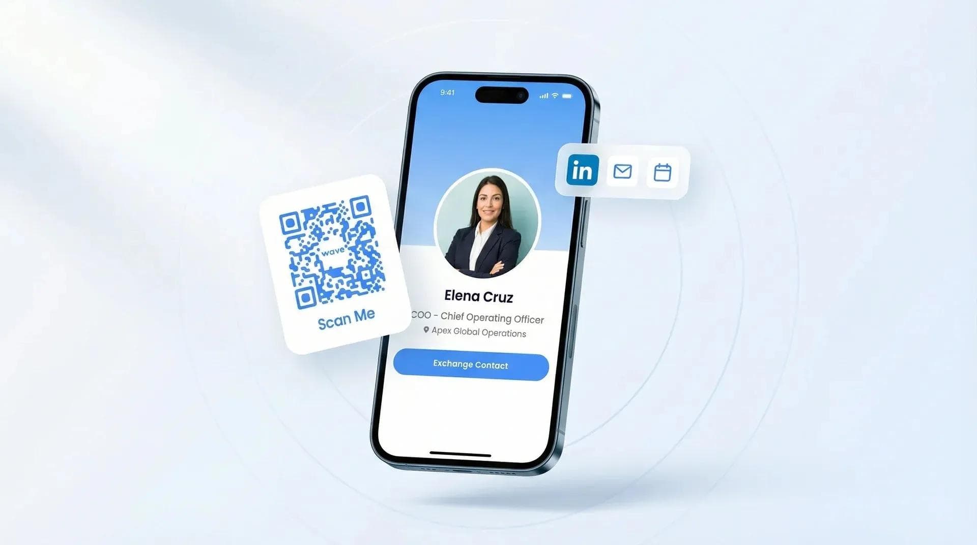 Digital business cards for COOs showing enterprise security compliance and deployment