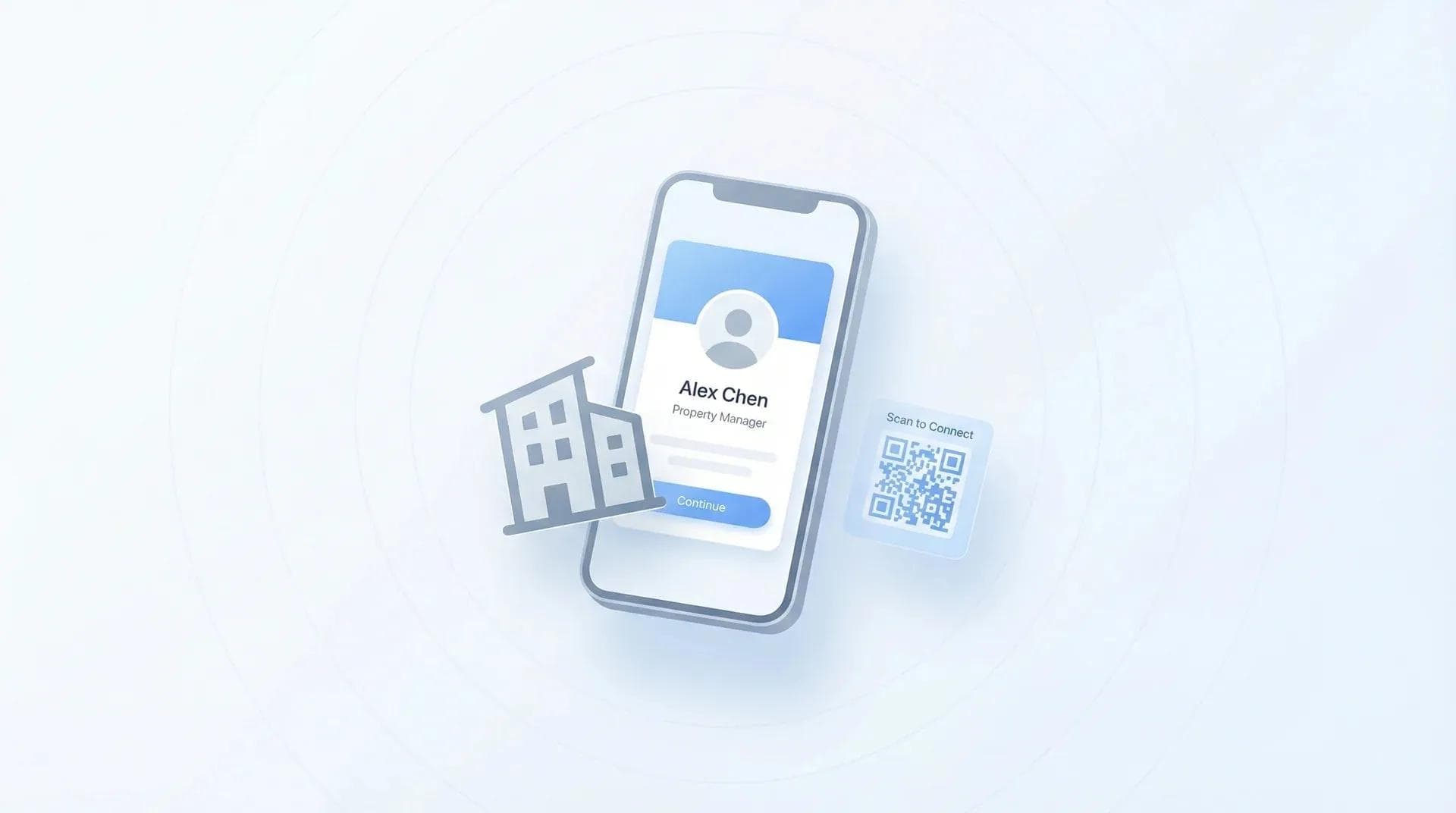 Property management conference attendees connecting with digital business cards