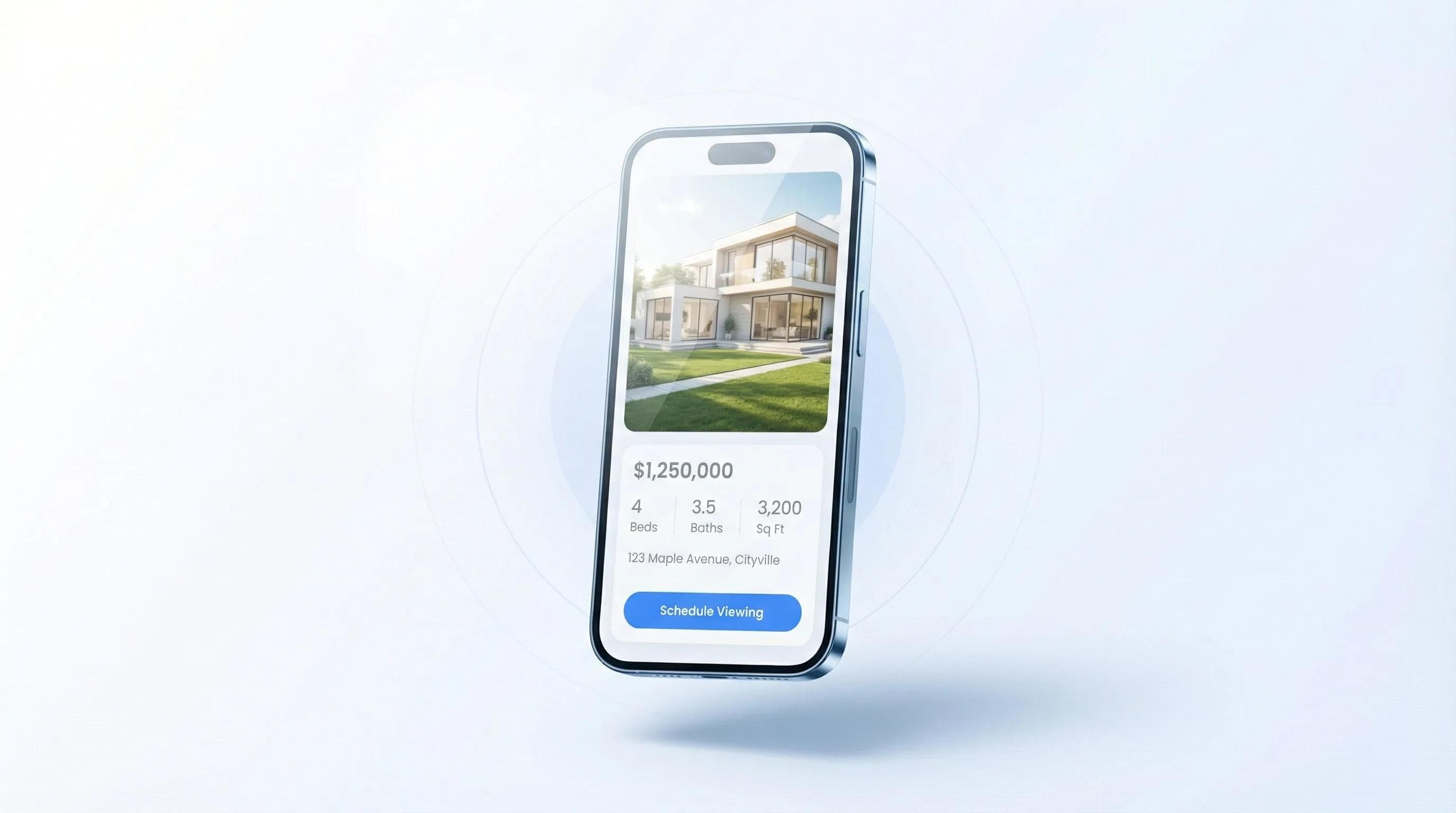 Immobilienmakler nutzt mobile App bei einer Besichtigung