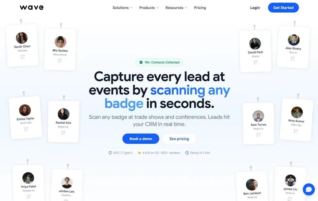 Wave Connect Event-Lead-Erfassung mit KI-Badge-Scanner und Anreicherungsprozess