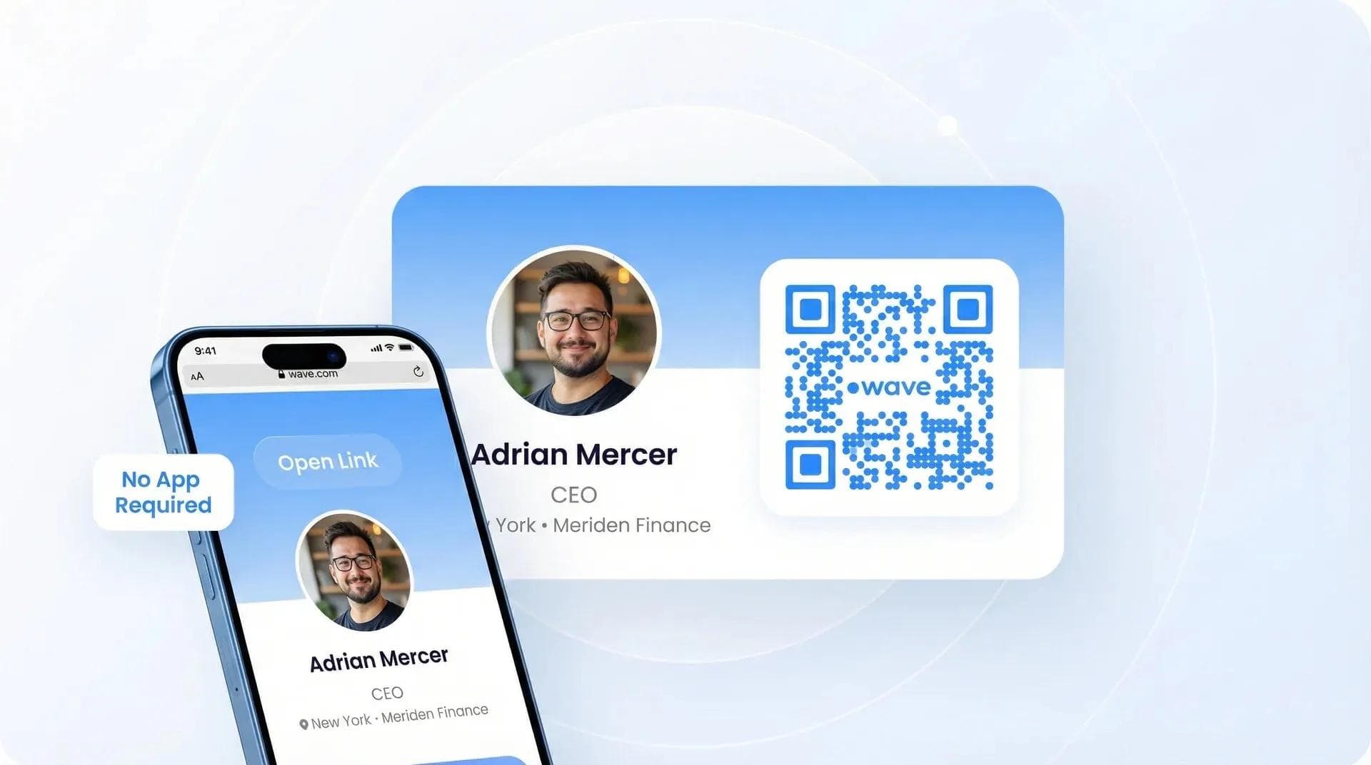 Cartão de visita digital com QR code personalizado abrindo no navegador do celular