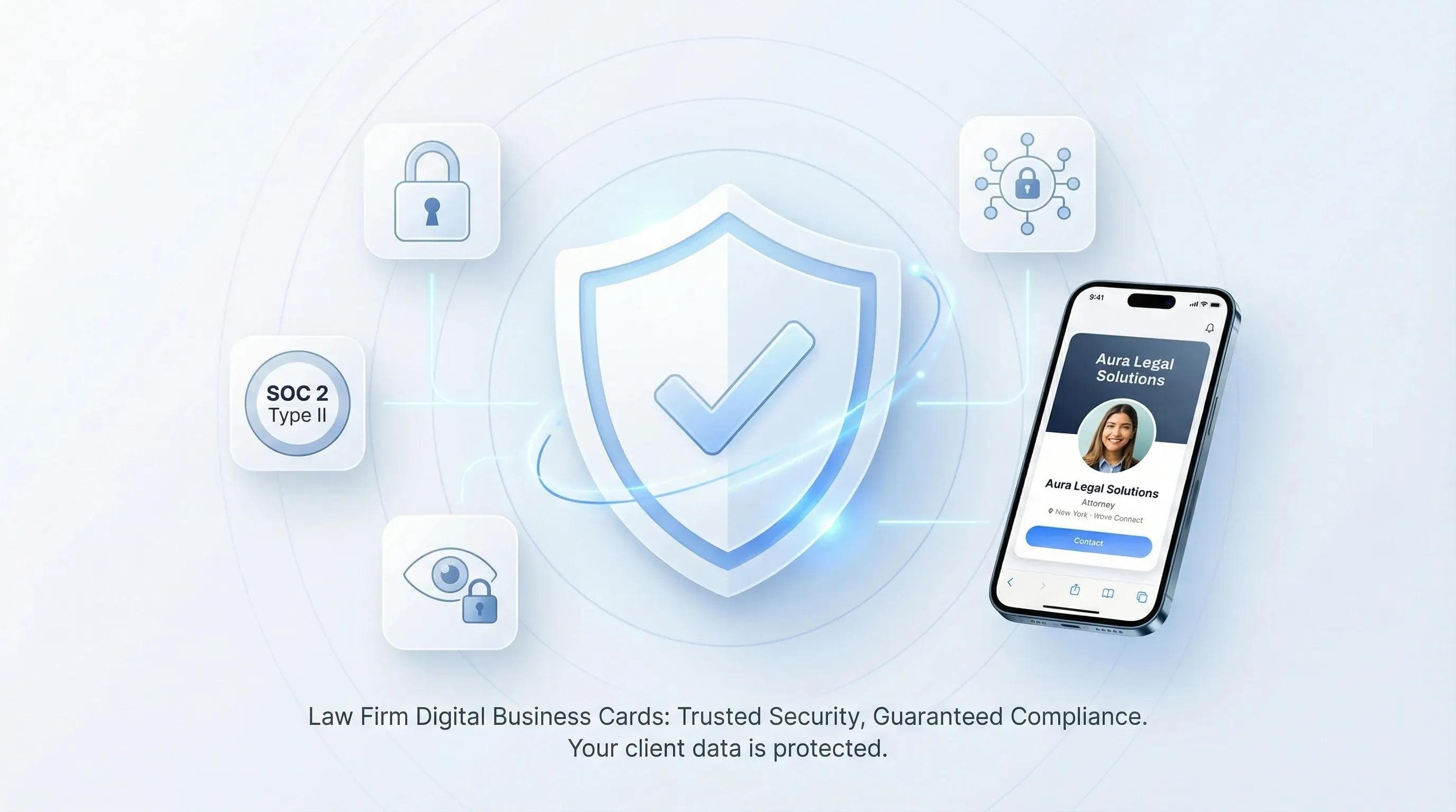 SOC 2 Type II-Sicherheitszertifikat für digitale Visitenkarten für Anwälte