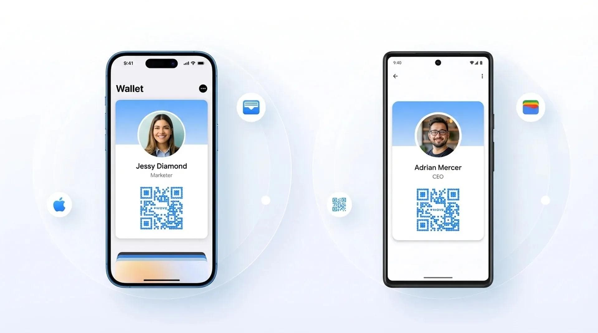 Cartes de visite numériques enregistrées dans Apple Wallet et Google Wallet