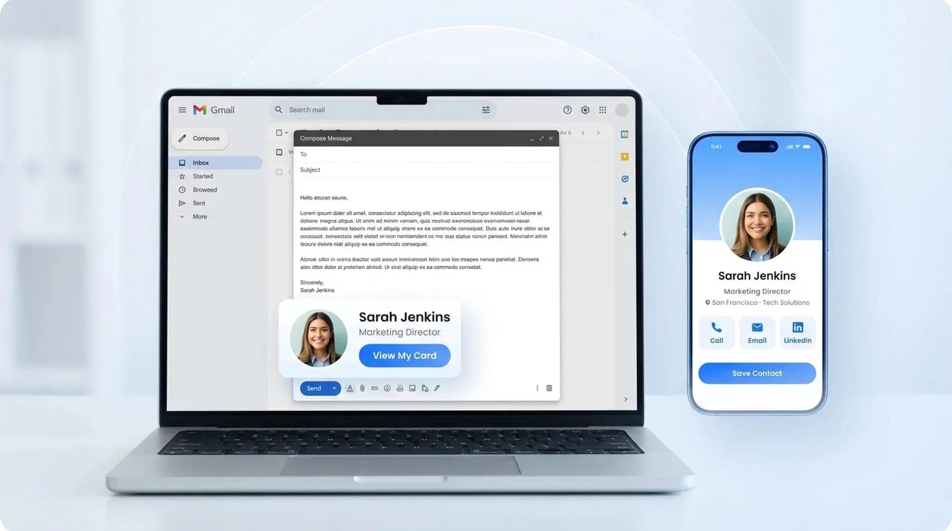 Carte de visite numérique intégrée dans une signature d'e-mail professionnelle