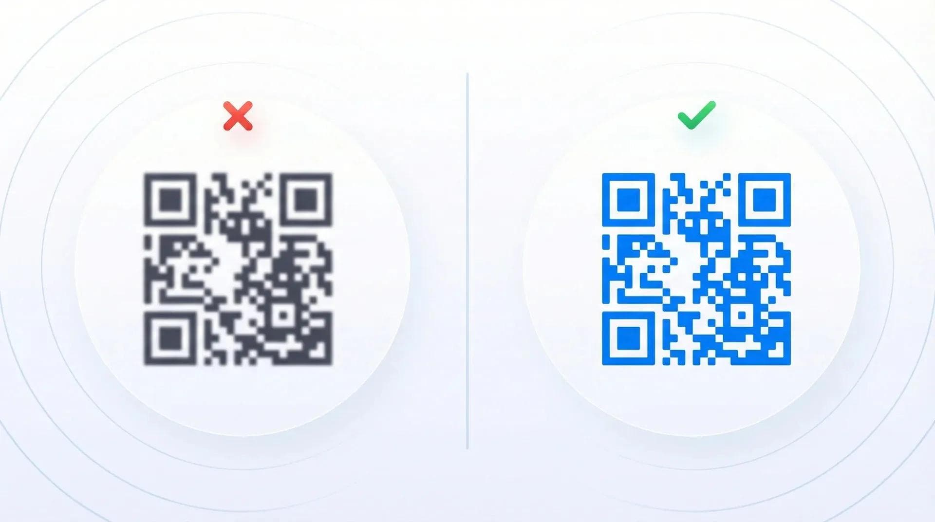 Häufige Scanfehler bei QR-Codes durch Unschärfe, schwachen Kontrast oder abgeschnittene Kanten