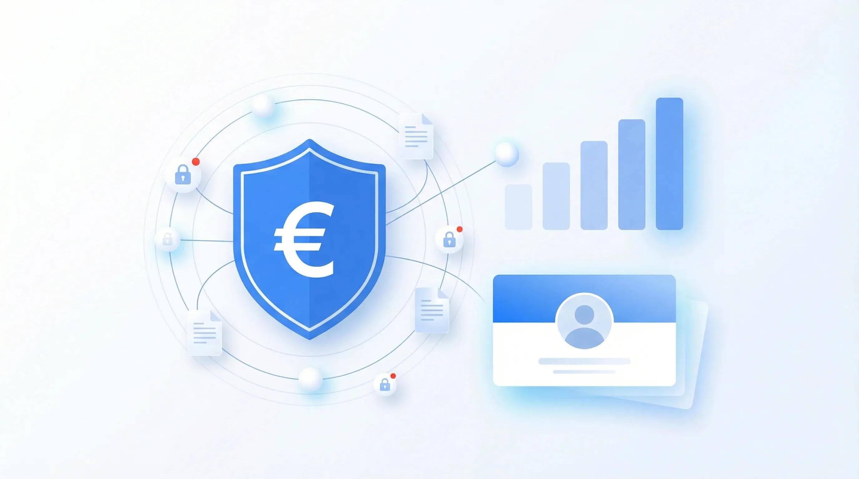 Impact des amendes GDPR sur les plateformes de cartes de visite numériques avec bouclier et symbole de l'euro