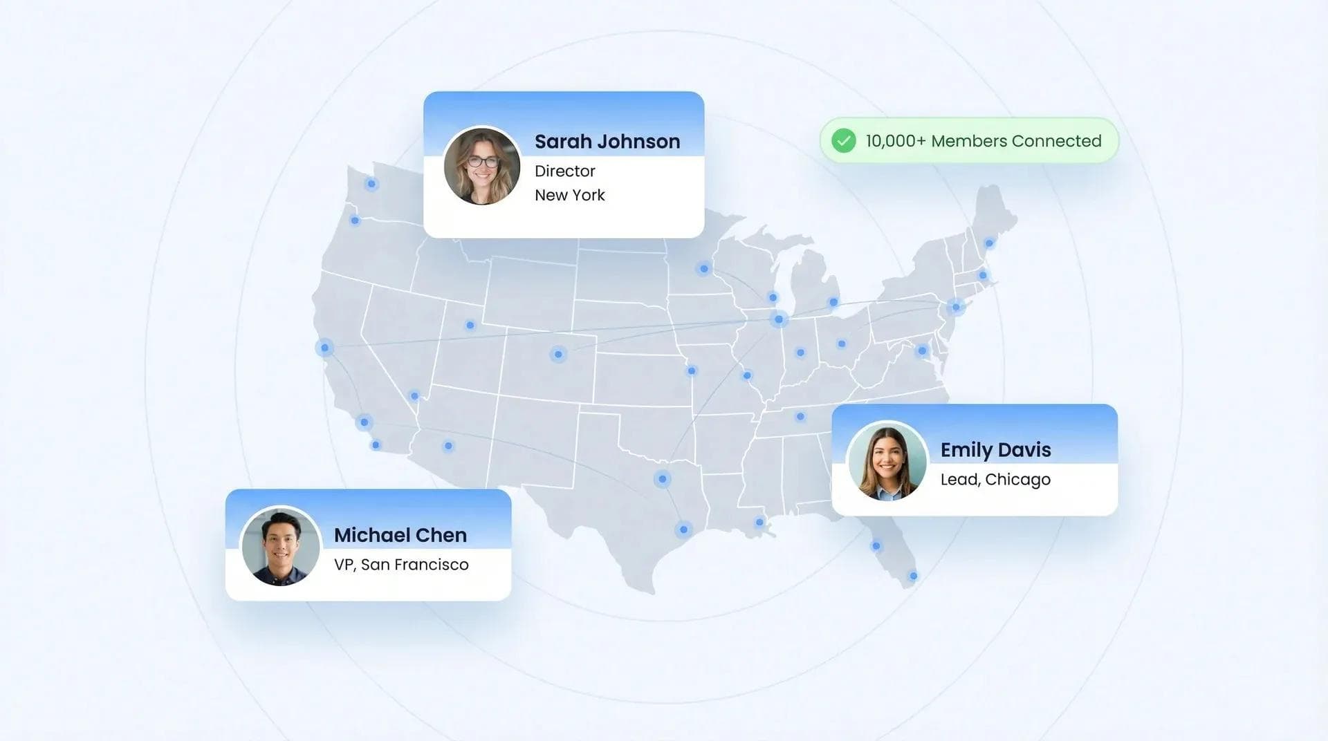 Organisations nationales de networking aux États-Unis connectées grâce à des cartes de visite numériques