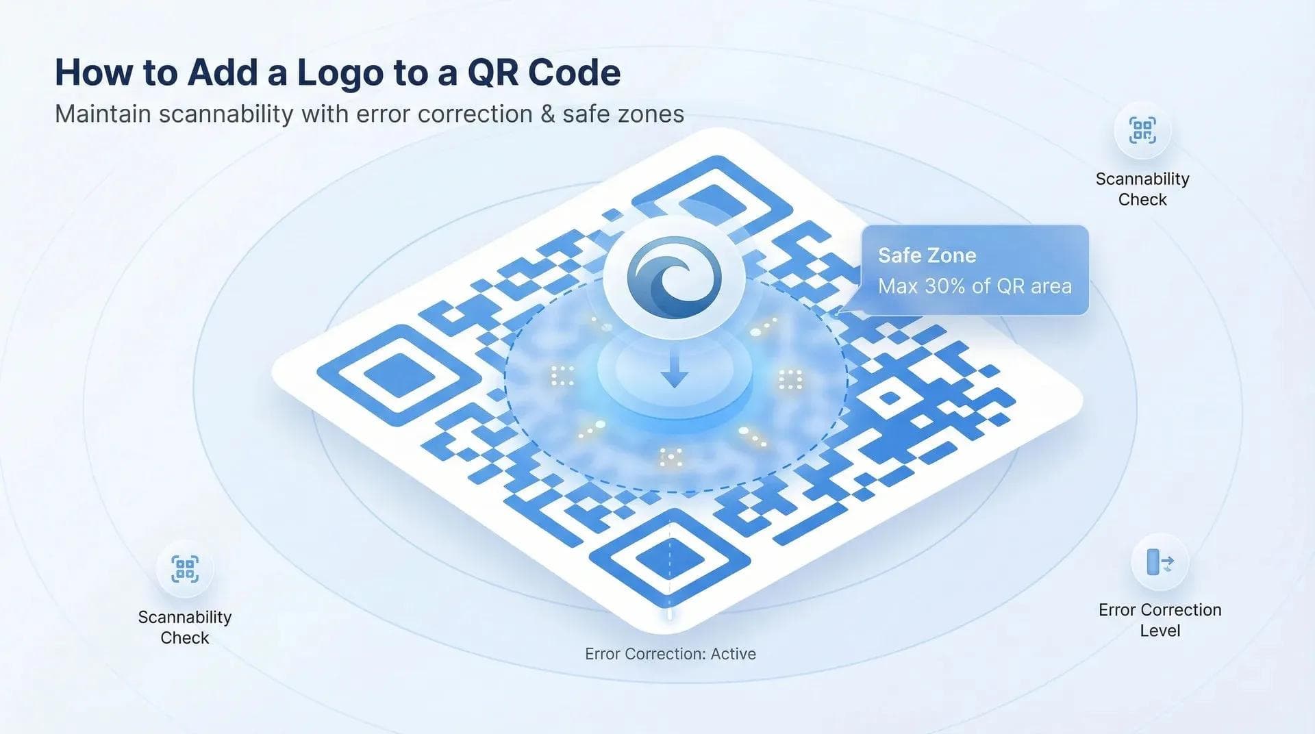 Como adicionar um logotipo ao centro do QR code com diretrizes de margem de segurança