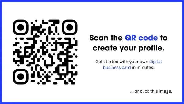 Escaneie o código QR para criar um cartão de visita digital.