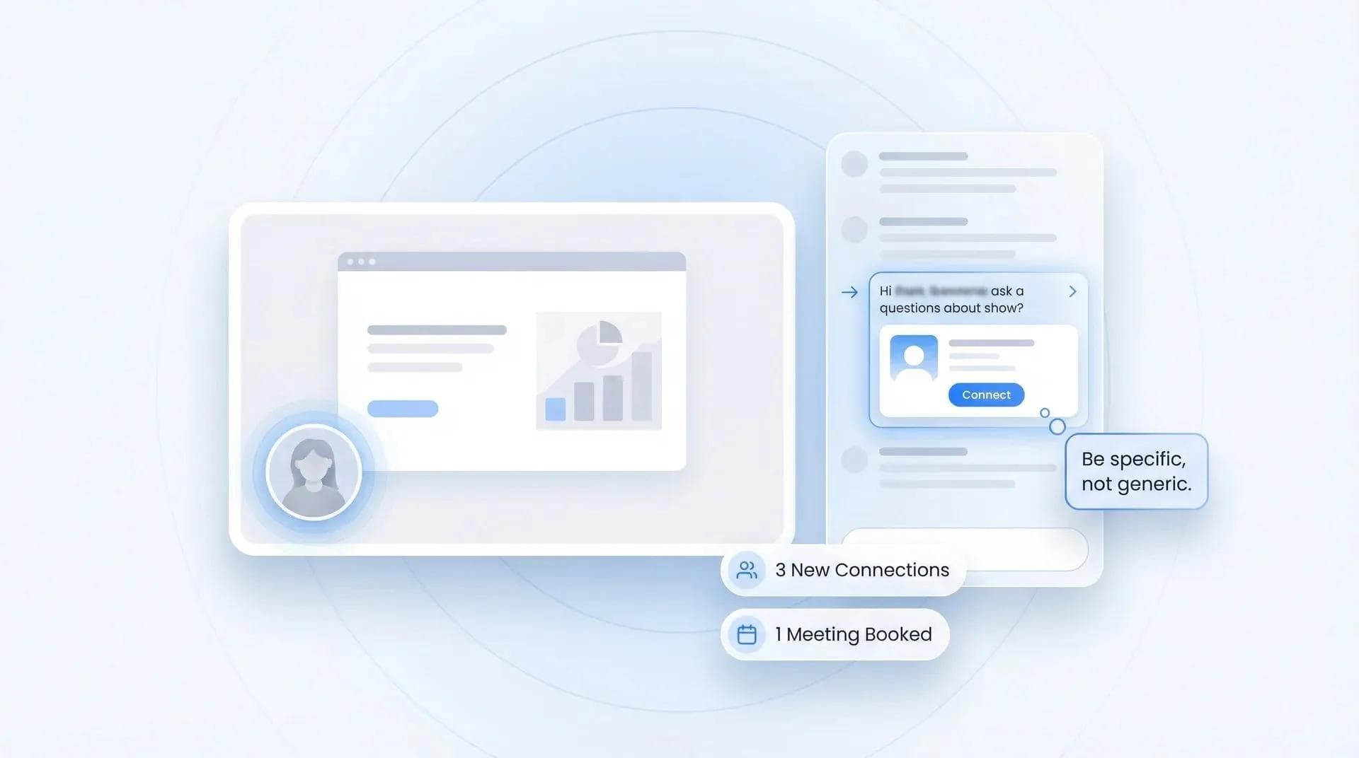 Profissional fazendo networking em evento virtual e compartilhando informações de contato no chat