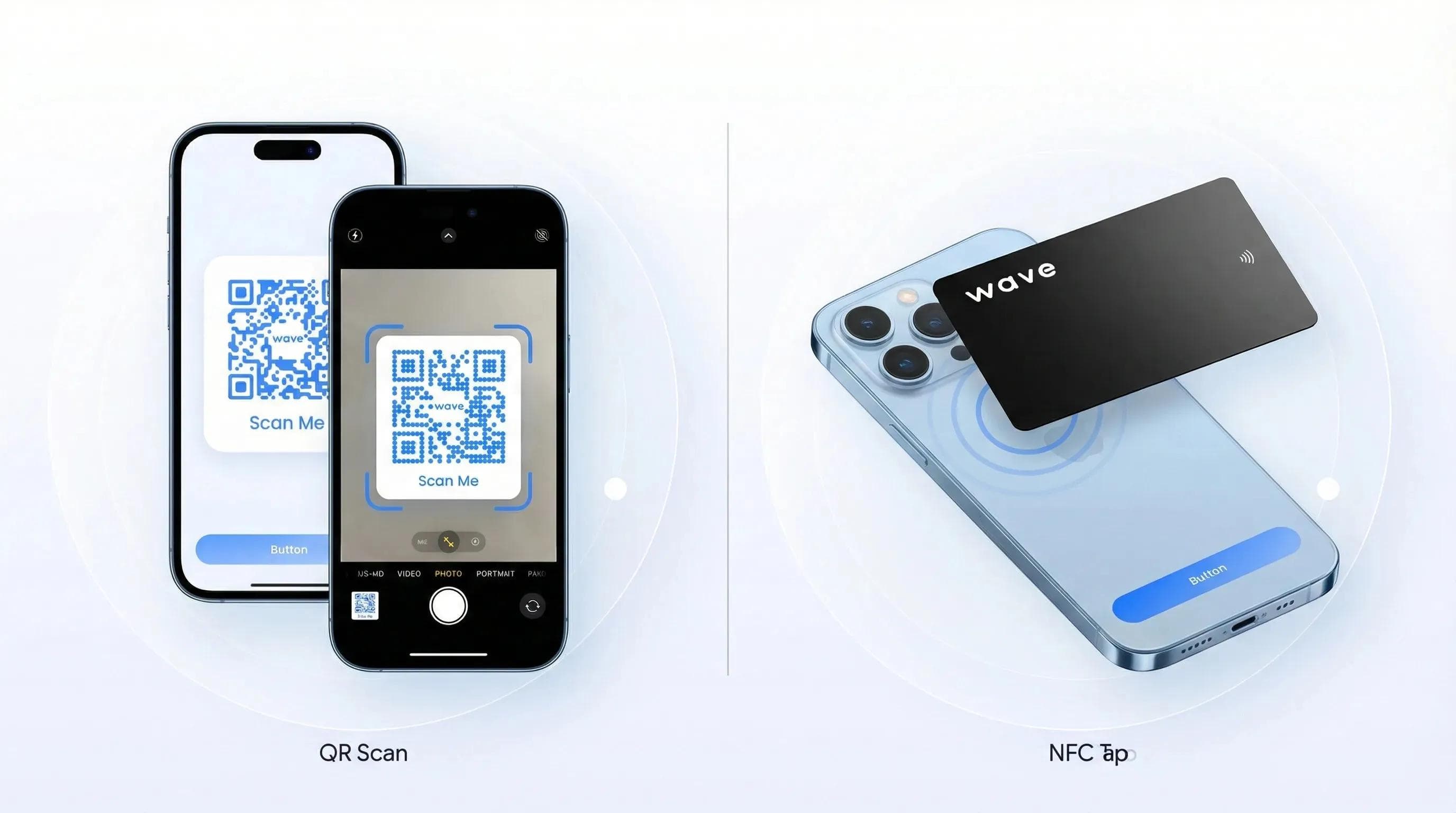 مقارنة جنباً إلى جنب بين مسح رمز QR وتمرير بطاقة NFC
