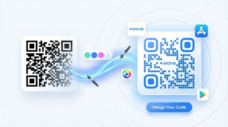 An image displaying two QR codes, one basic and one beautifully designed.