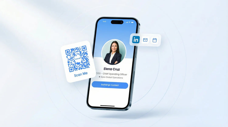 Digital business cards for COOs showing enterprise security compliance and deployment