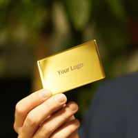 24k gold metal digital business card with NFC and QR on the back #color_gold