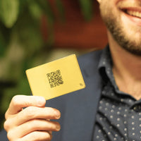 24k gold metal digital business card with NFC and QR on the back #color_gold