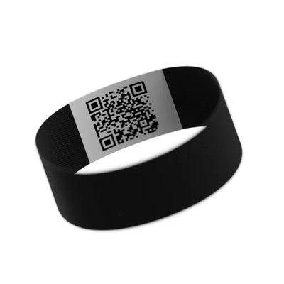 Black NFC wristband with QR code