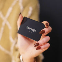 Black metal digital business card with NFC and QR on the front #color_black