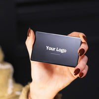 Black metal digital business card with NFC and QR code in the front #color_black