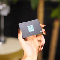 Black metal digital business card with NFC and QR code #color_black