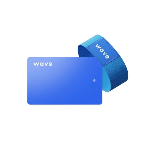 Blue NFC card with NFC wristband