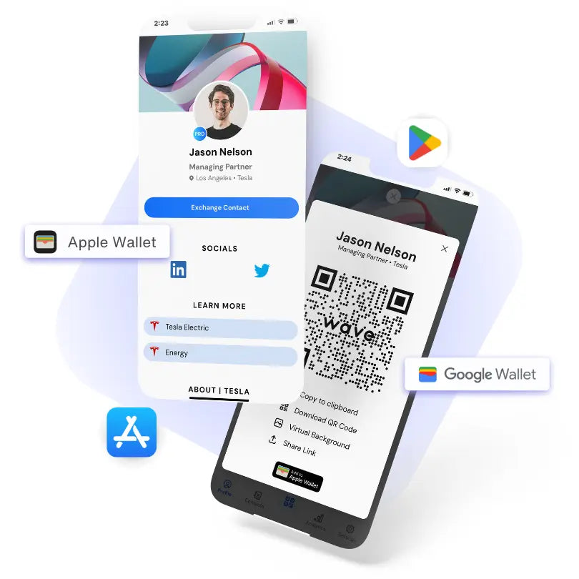free digital business card using apple wallet, google wallet, iPhone, and Android.