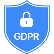 GDPR logo with a blue shield and lock icon