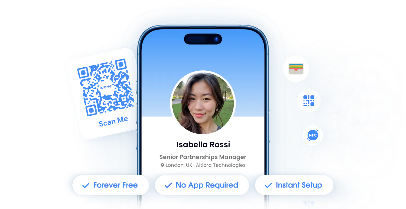 Create a <span class="wave-hero__title-gradient">free digital business card</span> online.