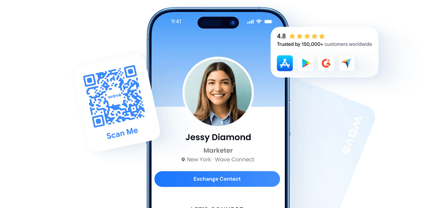 The easiest way to create and share your<span class="wave-hero__title-highlight"> digital business card. </span>