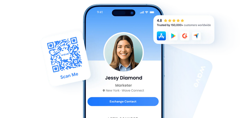 The easiest way to create and share your<span class="wave-hero__title-highlight"> digital business card. </span>