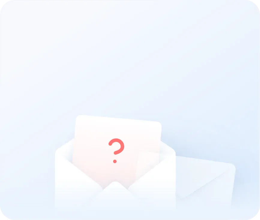 White shirt with a red question mark on a light blue background