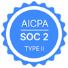 AICPA SOC 2 Type II logo with blue and white colors