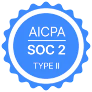 AICPA SOC 2 Type II logo with blue and white colors