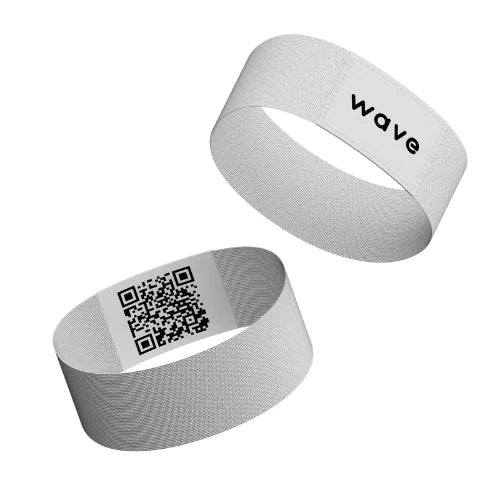 White Wave NFC wristband with QR code