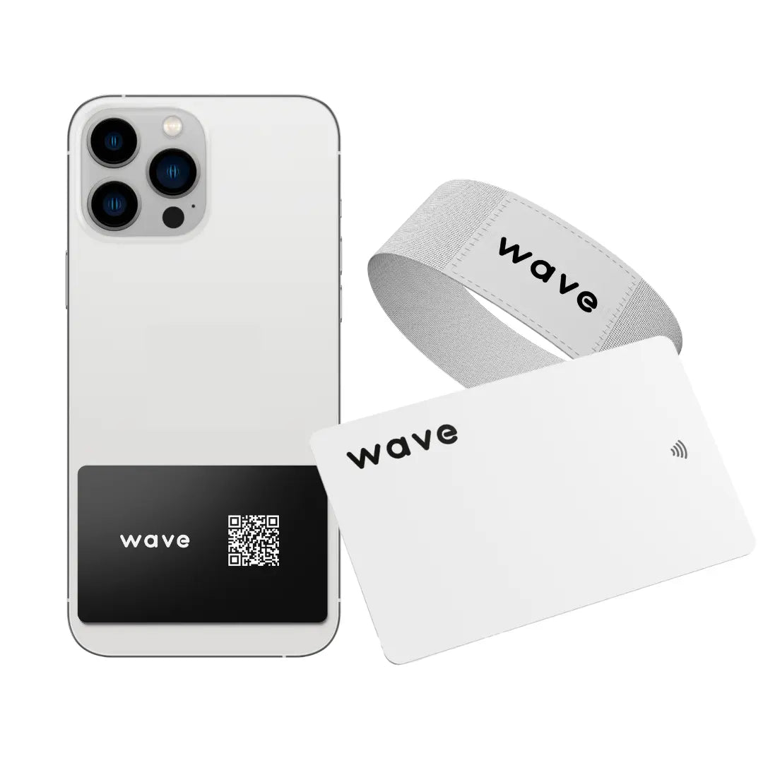 White NFC card phone tap, and bracelet bundle